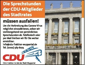 Die Sprechstunden der CDU-Mitglieder des Stadtrates müssen ausfallen