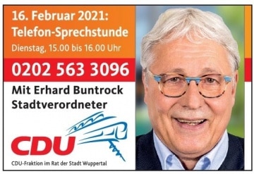 Telefonsprechstunde mit unserem Stv. Erhardt Buntrock (CDU) 