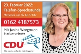 Telefonsprechstunde mit unserer Stv. Janine Weegmann (CDU)