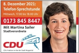 Telefonsprechstunde mit unserer Stv. Martina Sailer ( CDU )