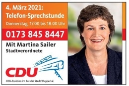 Telefonsprechstunde mit unserer Stv. Martina Sailer (CDU) 