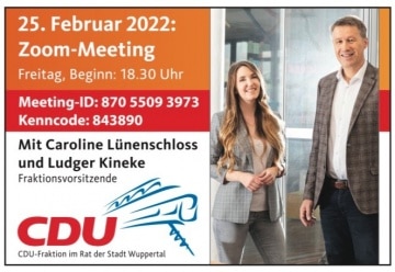Zoom-Meeting mit unseren Fraktionsvorsitzenden Caroline Lünenschloss (CDU) und Ludger Kineke (CDU) 